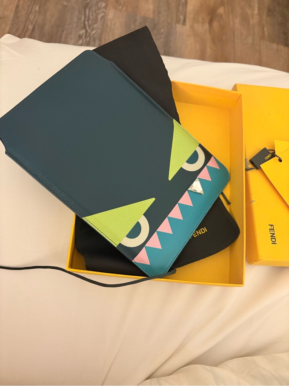 Fendi Teal Green Pink Monster iPad mini case slip book slip tablet slip case